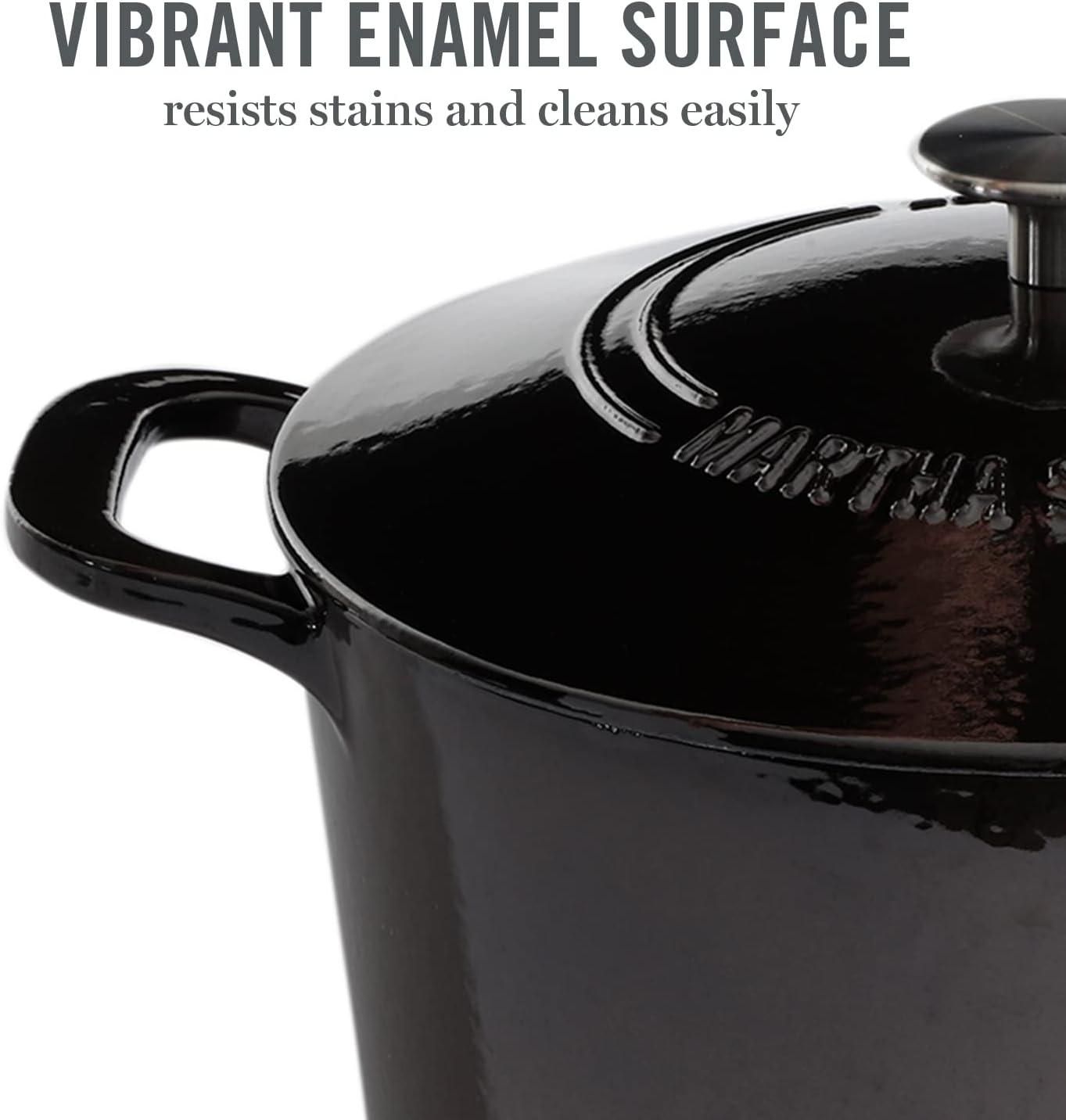 imageMARTHA STEWART Gatwick 7Quart Enamel Cast Iron Dutch Oven Martha Blue Durable HeavyDuty Dutch Oven for Slow Cooking Braising amp BakingGun Metal Gray