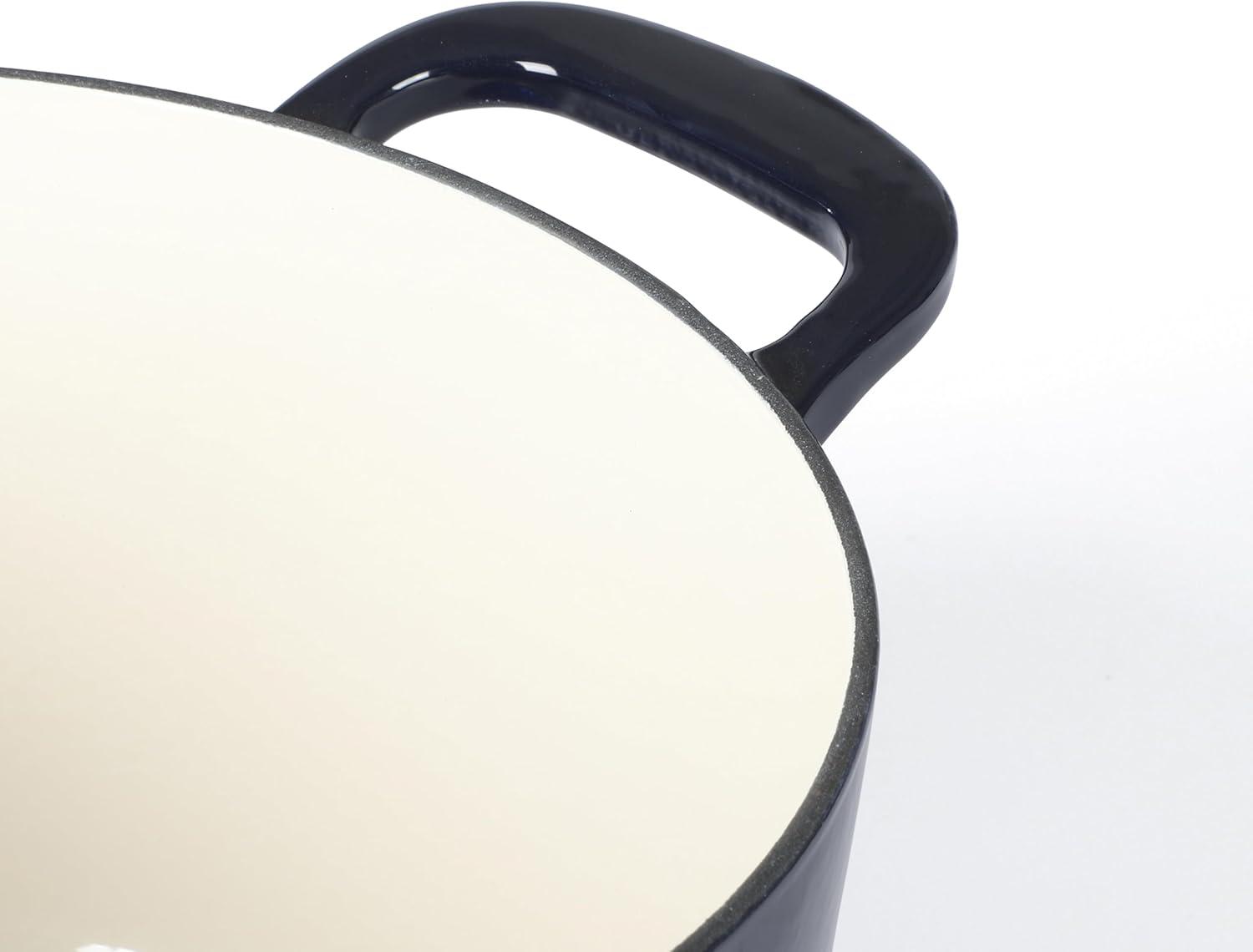 imageMARTHA STEWART Gatwick 7Quart Enamel Cast Iron Dutch Oven Martha Blue Durable HeavyDuty Dutch Oven for Slow Cooking Braising amp BakingNavy Blue