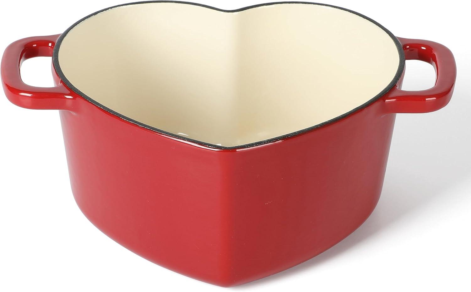 imageMARTHA STEWART Gatwick 7Quart Enamel Cast Iron Dutch Oven Martha Blue Durable HeavyDuty Dutch Oven for Slow Cooking Braising amp BakingRed Heart Shaped