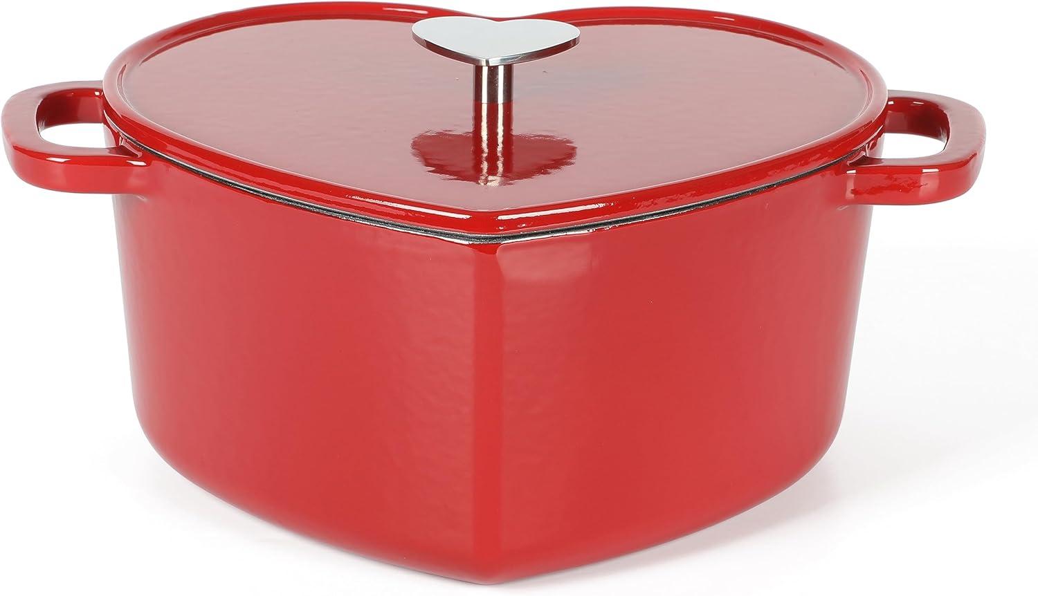 imageMARTHA STEWART Gatwick 7Quart Enamel Cast Iron Dutch Oven Martha Blue Durable HeavyDuty Dutch Oven for Slow Cooking Braising amp BakingRed Heart Shaped