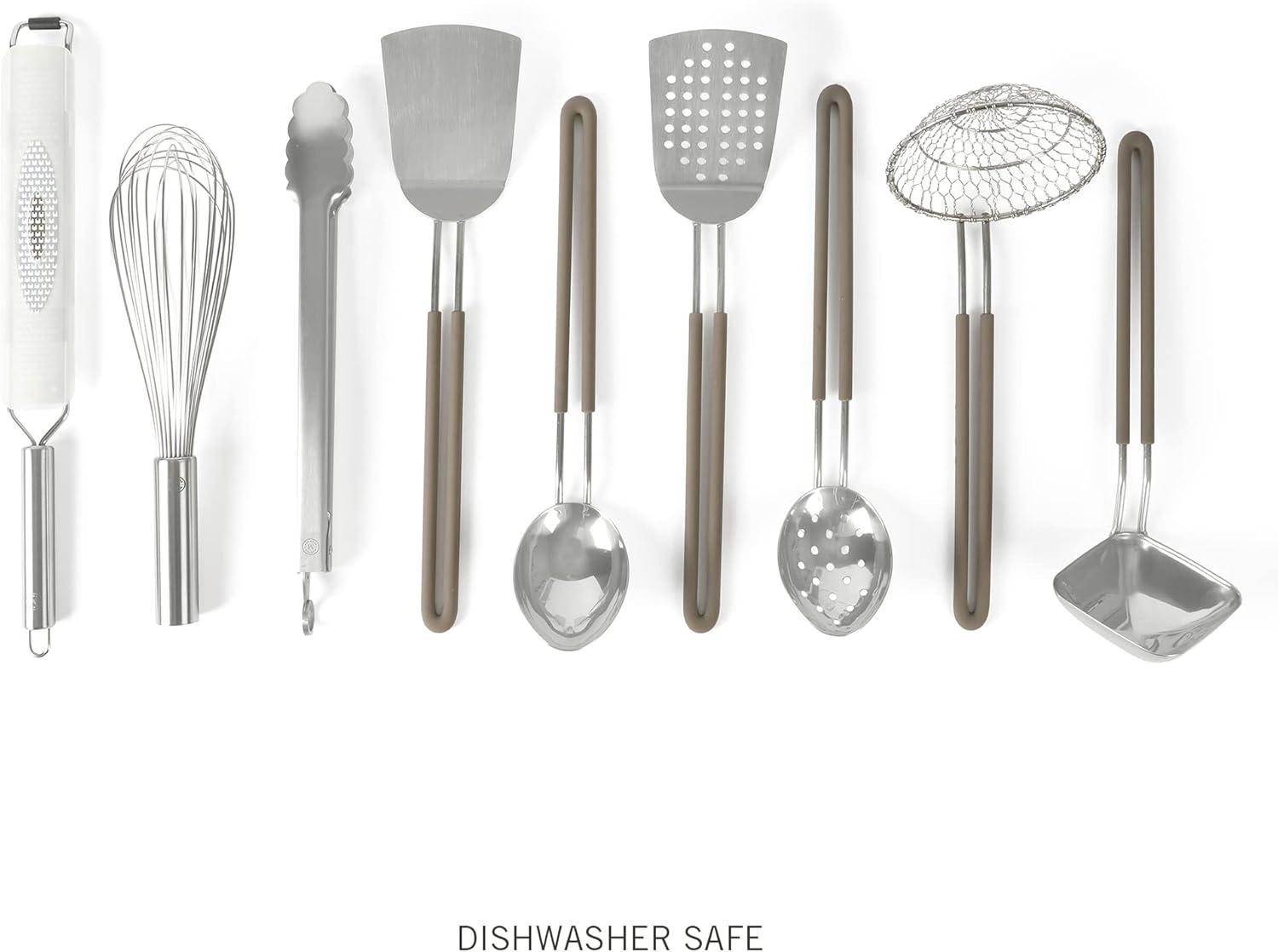 imageMartha Stewart 9Piece Stainless Steel Kitchen Gadget amp Tool Set Prep and Serve Utensils Durable amp RustResistant Dishwasher Safe Cooking AccessoriesBar Tool Set