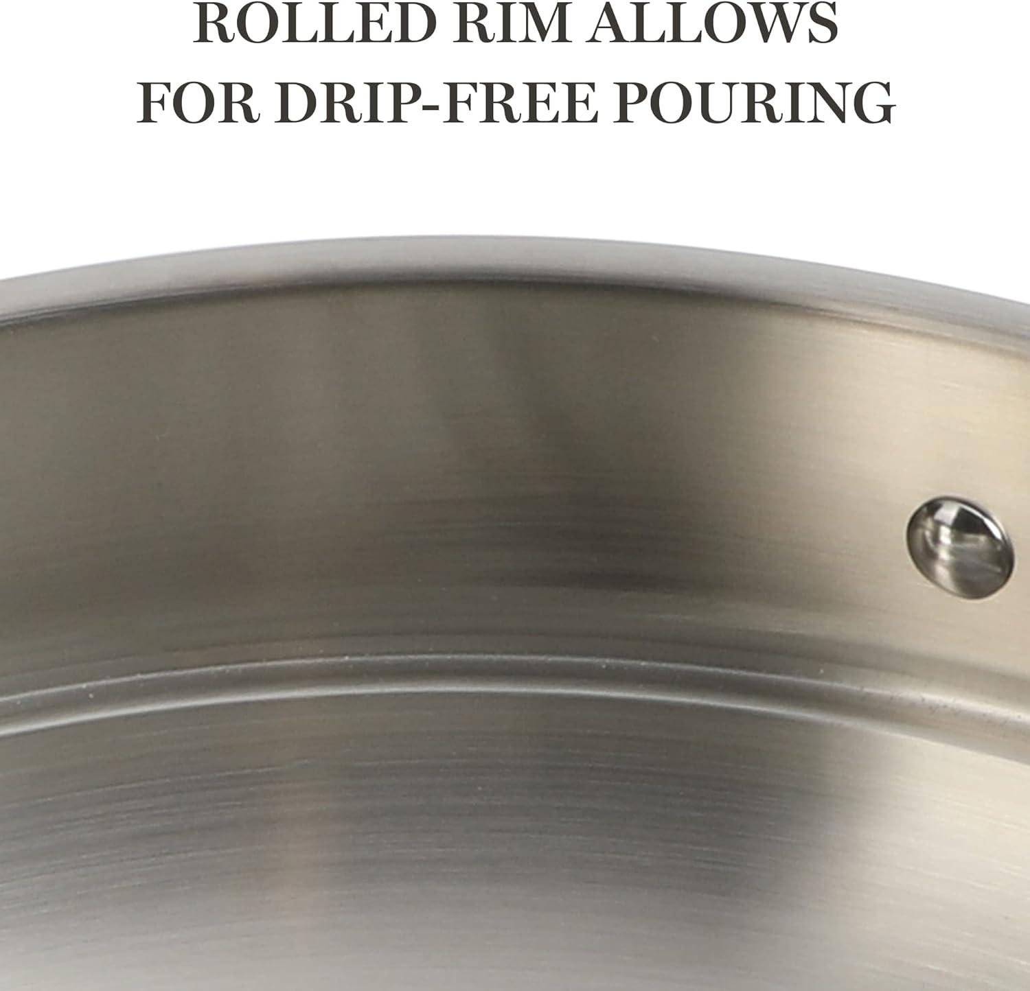 imageMartha Stewart Castelle 10 Piece 188 Durable Stainless Steel Induction Safe NonToxic Triply Bottom Kitchen Pots and Pans Cookware Set Dishwasher SafeStainless Steel