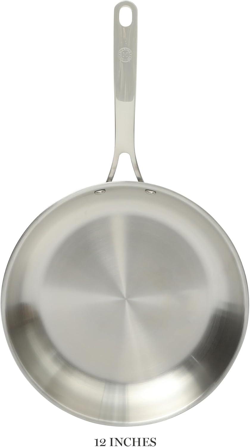 imageMartha Stewart Castelle 10 Piece 188 Durable Stainless Steel Induction Safe NonToxic Triply Bottom Kitchen Pots and Pans Cookware Set Dishwasher SafeStainless Steel