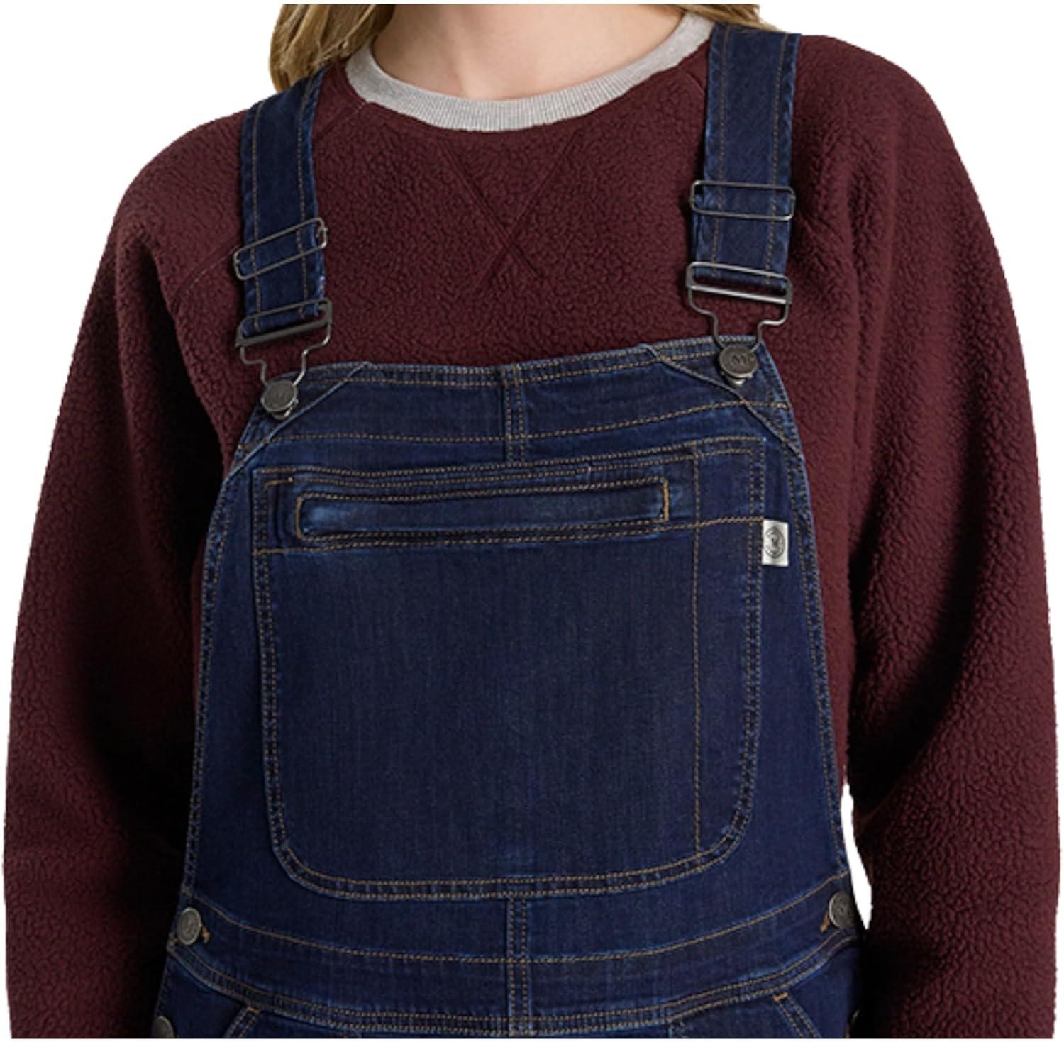 imageMartha Stewart Convertible Overall Denim Utility Jumpsuit Adjustable Cotton Workwear Stretch BibsDark Rinse