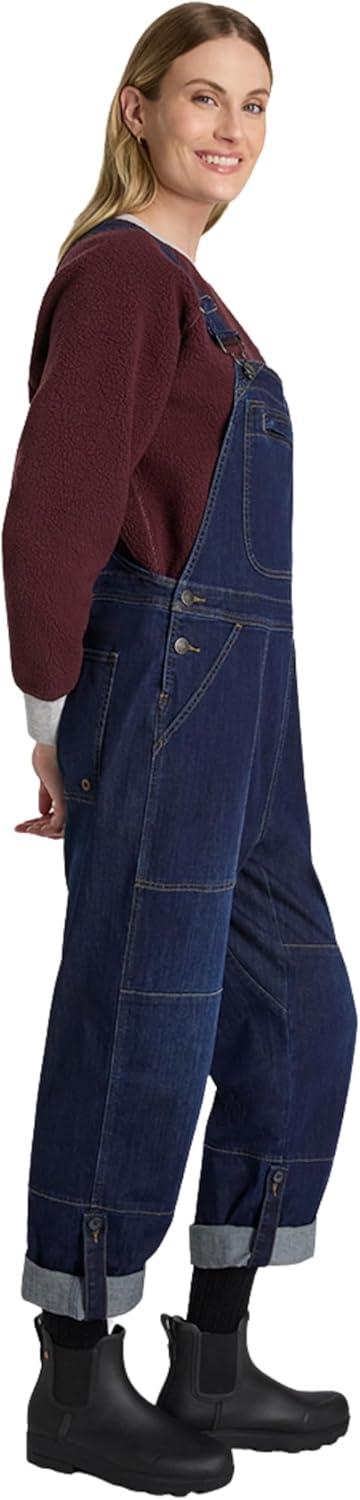 imageMartha Stewart Convertible Overall Denim Utility Jumpsuit Adjustable Cotton Workwear Stretch BibsDark Rinse