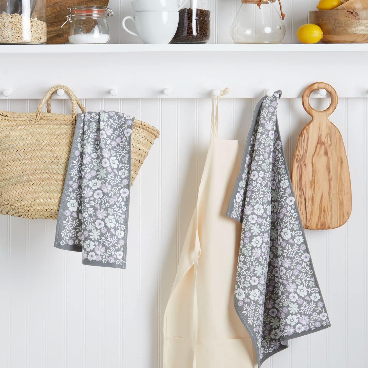 imageMartha Stewart Dual Purpose Kitchen Towel 2Pack Set Strie Medallion 16x28Ditsy Floral