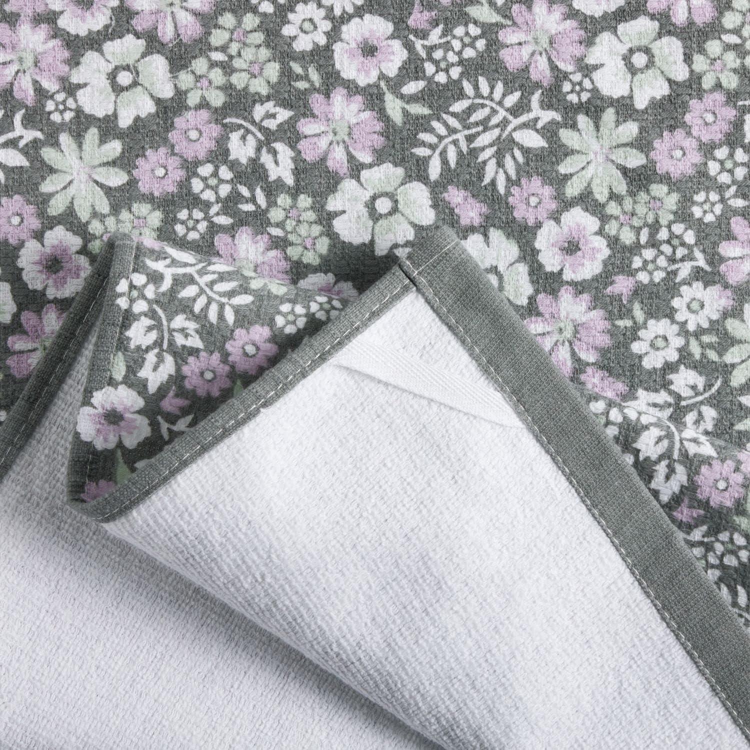 imageMartha Stewart Dual Purpose Kitchen Towel 2Pack Set Strie Medallion 16x28Ditsy Floral