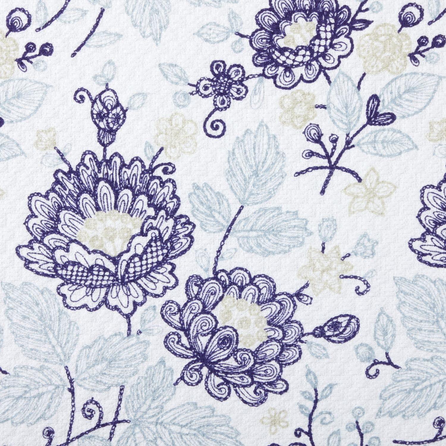 imageMartha Stewart Dual Purpose Kitchen Towel 2Pack Set Strie Medallion 16x28Embellished Floral