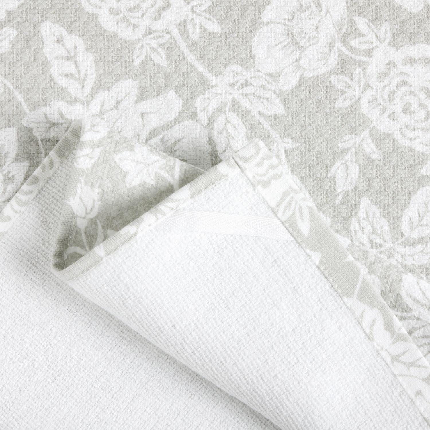 imageMartha Stewart Dual Purpose Kitchen Towel 2Pack Set Strie Medallion 16x28Floral Vine