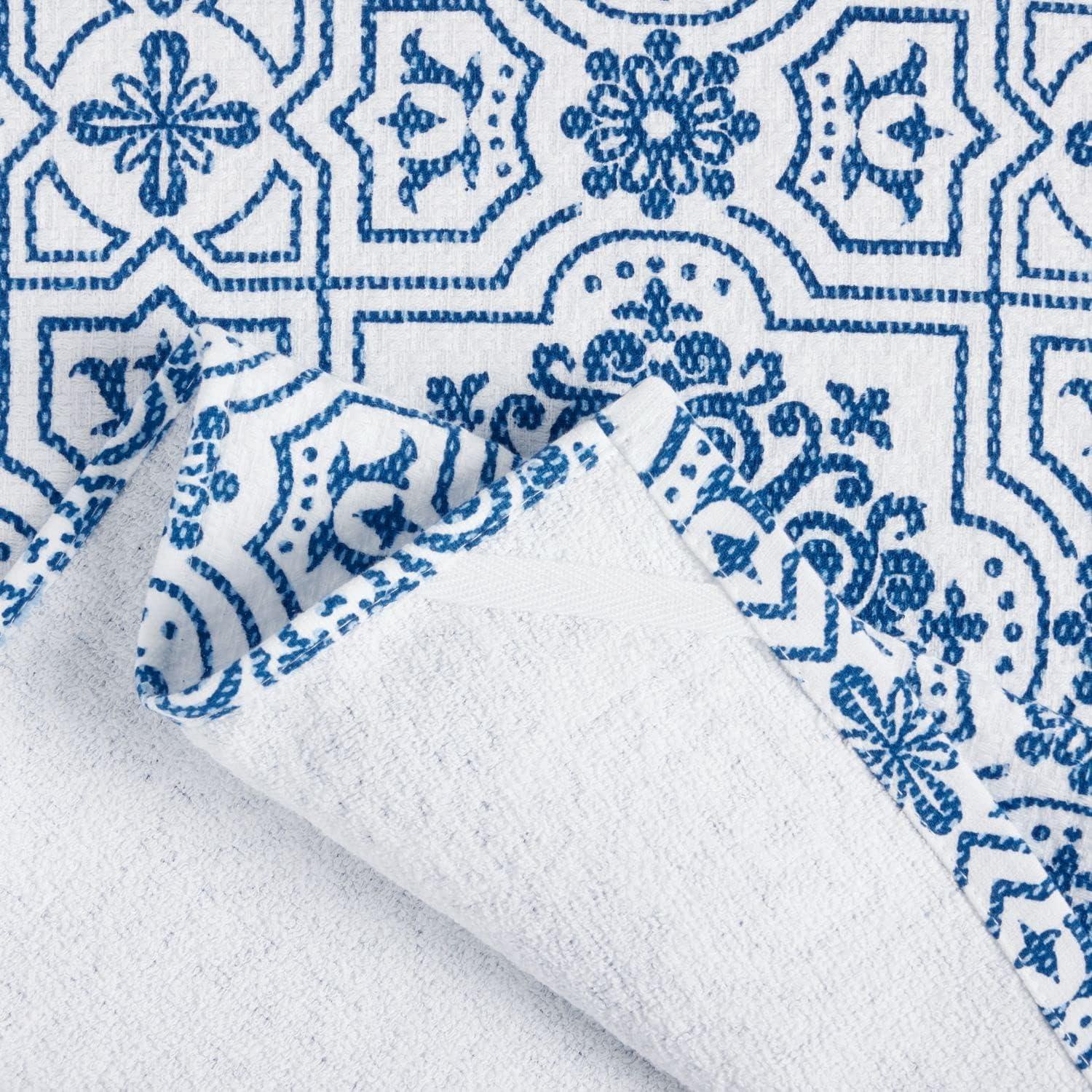 imageMartha Stewart Dual Purpose Kitchen Towel 2Pack Set Strie Medallion 16x28Strie Medallion