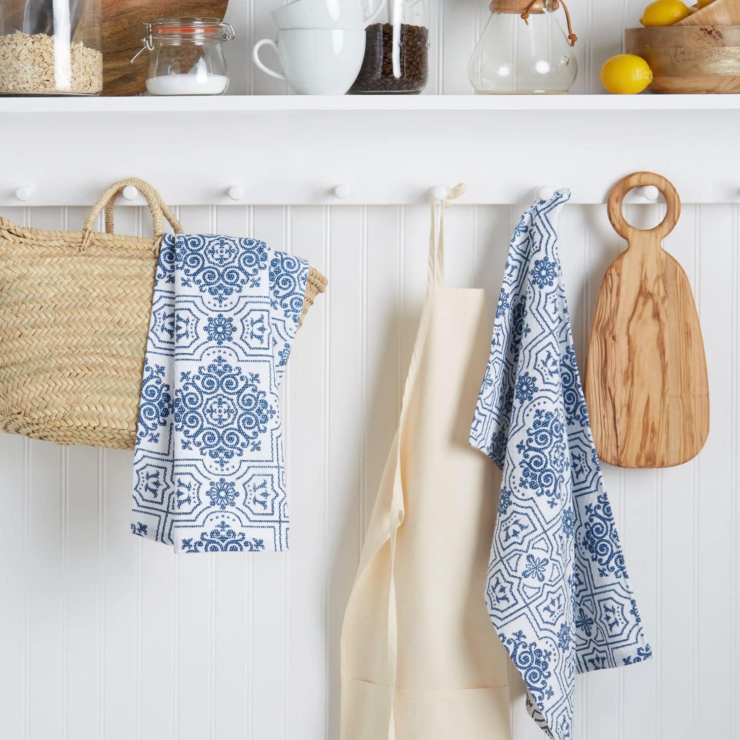 imageMartha Stewart Dual Purpose Kitchen Towel 2Pack Set Strie Medallion 16x28Strie Medallion