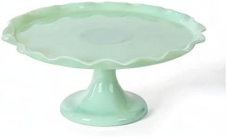 imageMartha Stewart Highbrook 10Inch Jadeite Cake Stand with Glass Dome VintageStyle Pedestal Dessert Plate for Cakes and Pastries Decorative Covered Serving PlatterGreen 11