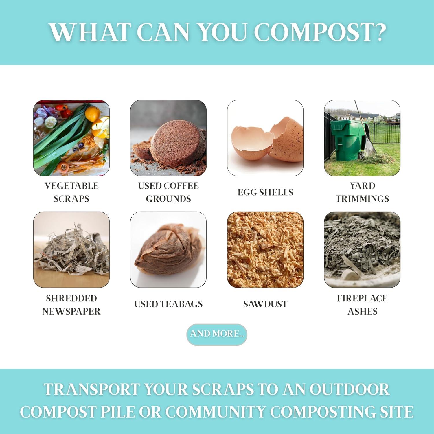 imageMartha Stewart Indoor Compost Bin Countertop Composting Bucket for Kitchen 7 Gallon Capacity Includes Filter Plant Based Materials Light BlueLinen White
