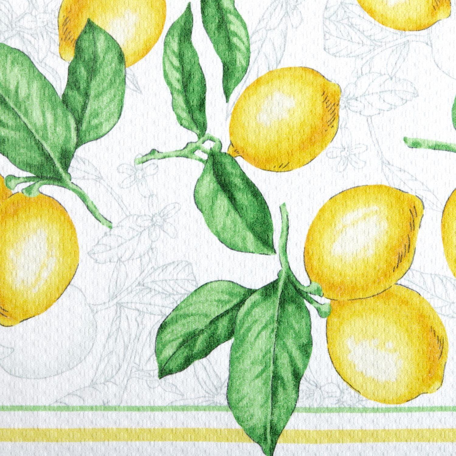 imageMartha Stewart Lots of Lemons Modern Kitchen Towel Oven Mitt amp Potholder Set 4Pack WhiteYellow