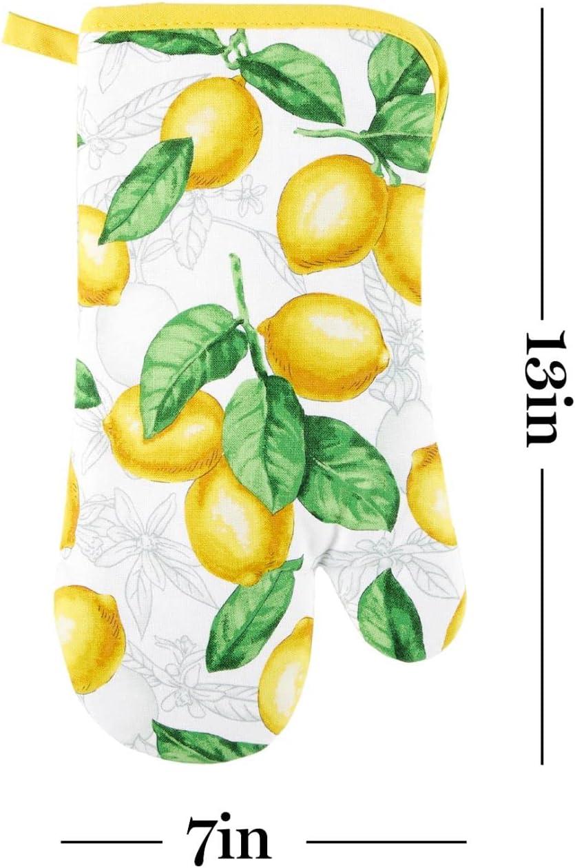 imageMartha Stewart Lots of Lemons Modern Kitchen Towel Oven Mitt amp Potholder Set 4Pack WhiteYellow