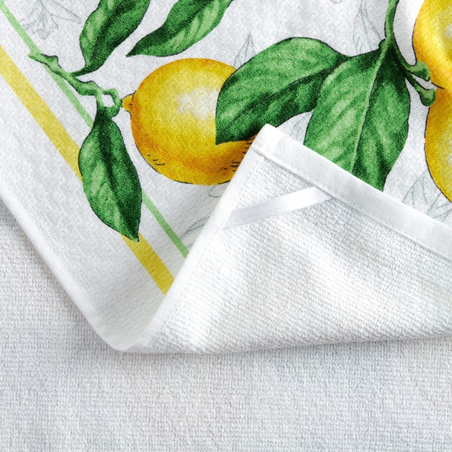 imageMartha Stewart Lots of Lemons Modern Kitchen Towel Oven Mitt amp Potholder Set 4Pack WhiteYellow