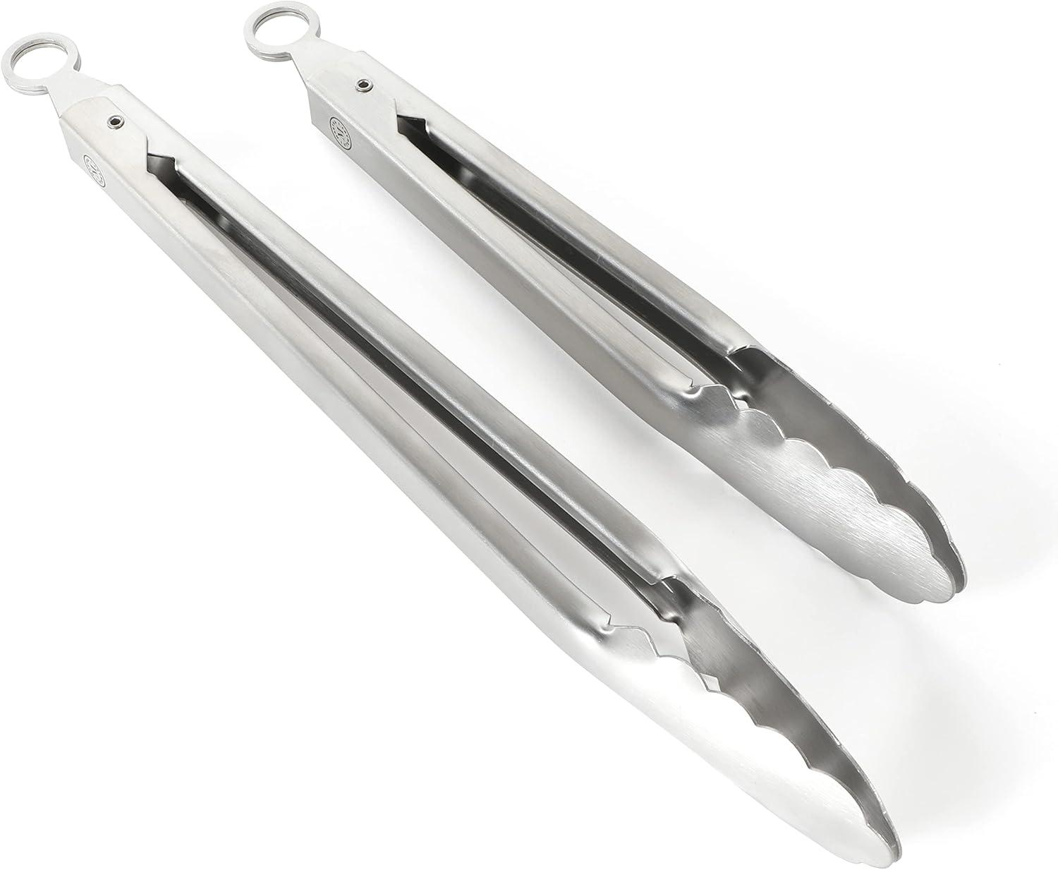 imageMartha Stewart Richburn 2Piece Stainless Steel Tongs Set 12Inch and 9Inch Kitchen Tongs for Grilling Serving and CookingTong Set 12 and 9