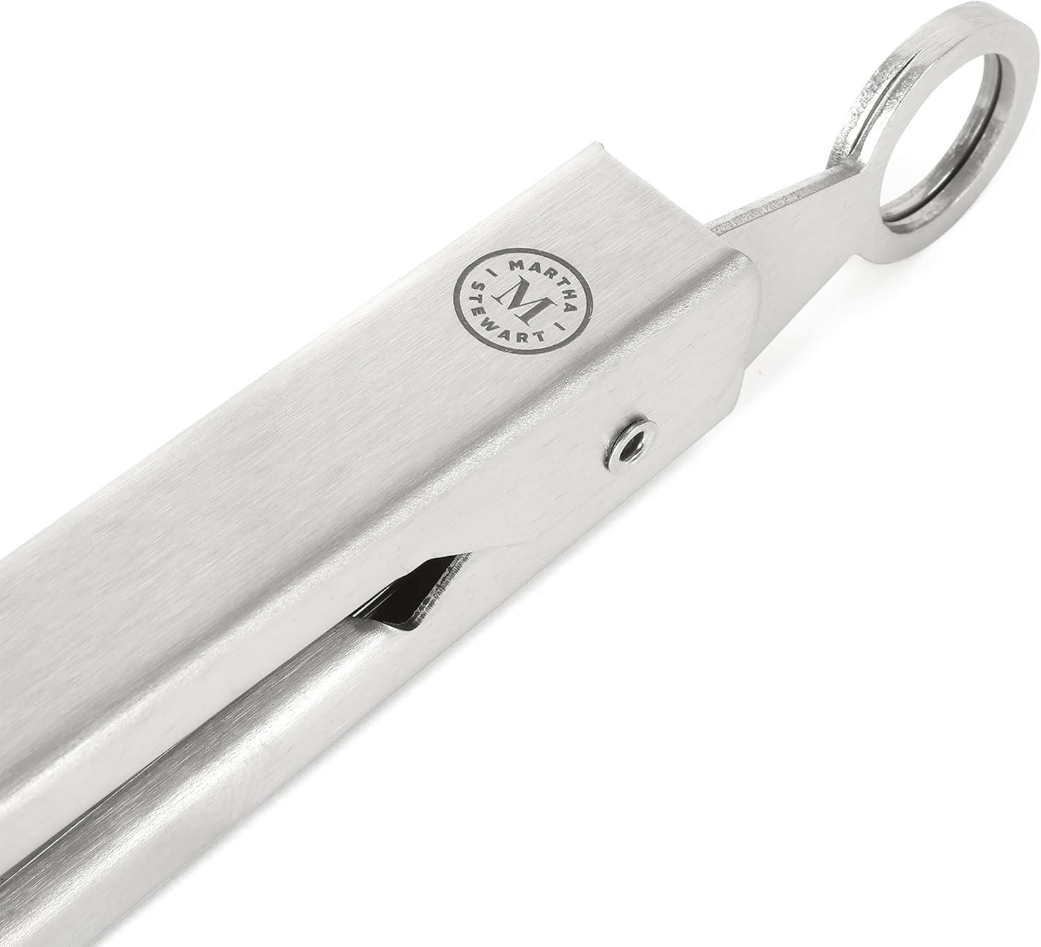 imageMartha Stewart Richburn 2Piece Stainless Steel Tongs Set 12Inch and 9Inch Kitchen Tongs for Grilling Serving and CookingTong Set 12 and 9