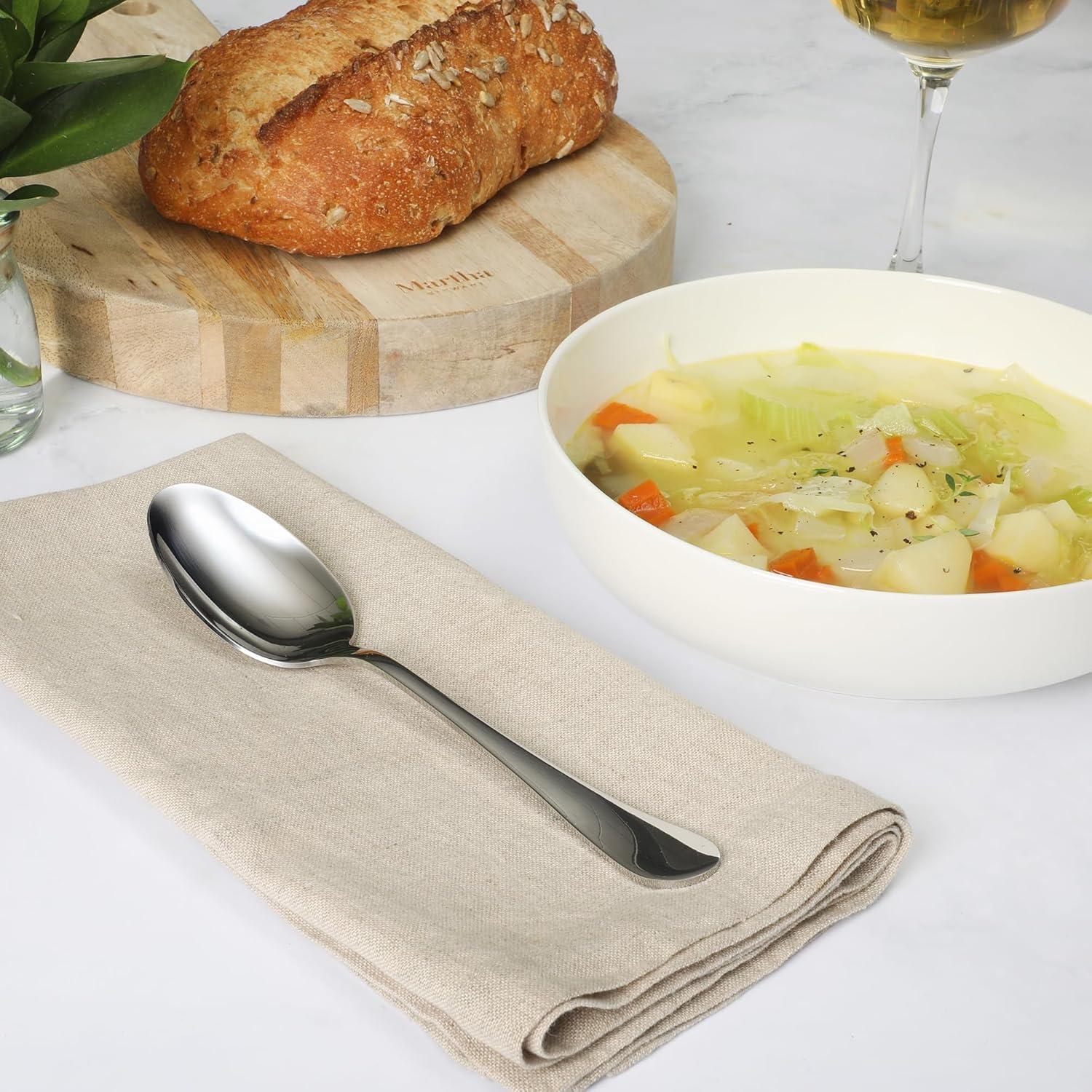 imageMartha Stewart Watercliffe 16 pc Flatware Set Stainless Steel wABS Handle Warm GreyAlness Mirror Polish