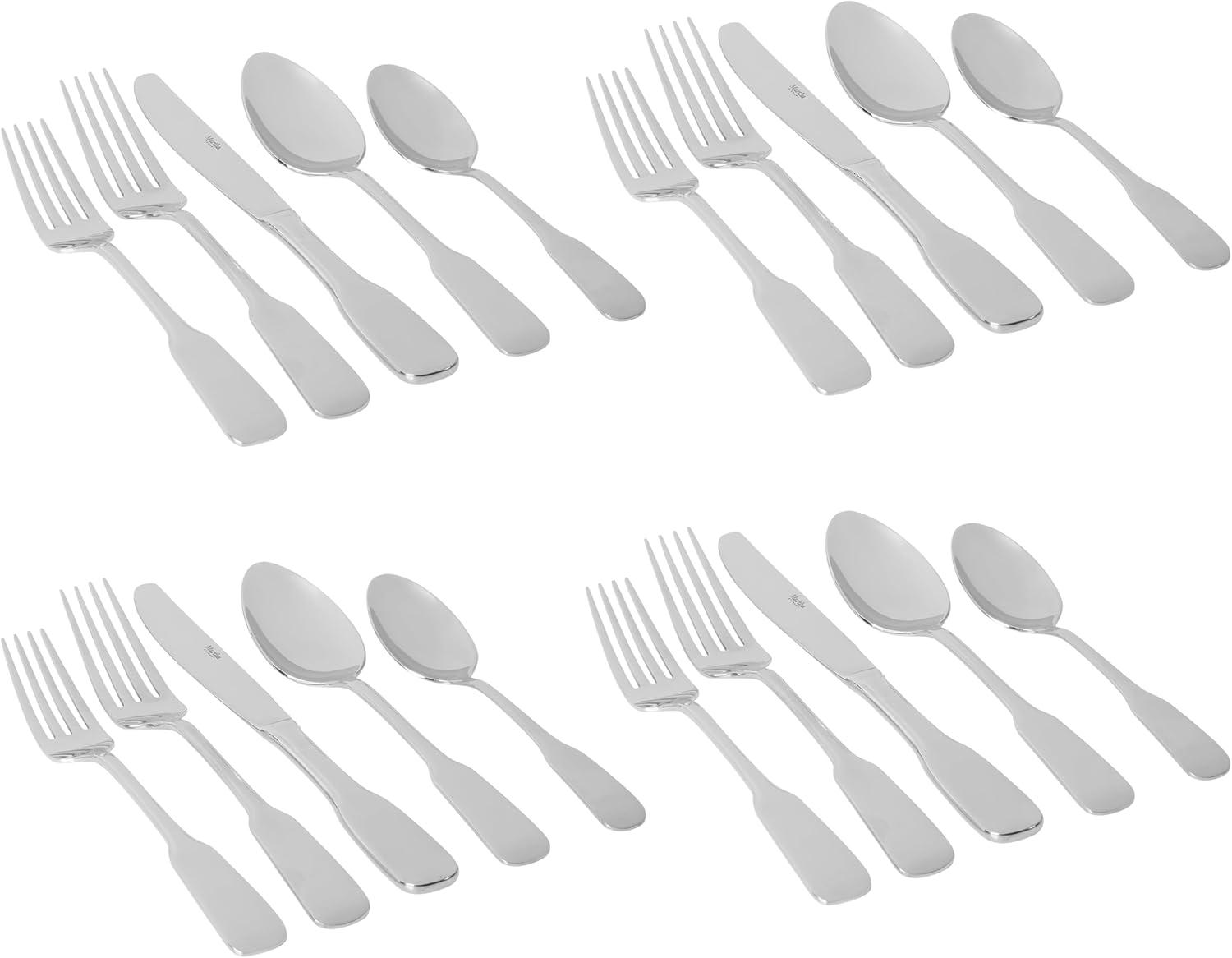 imageMartha Stewart Watercliffe 16 pc Flatware Set Stainless Steel wABS Handle Warm GreyHalsey Mirror Polish