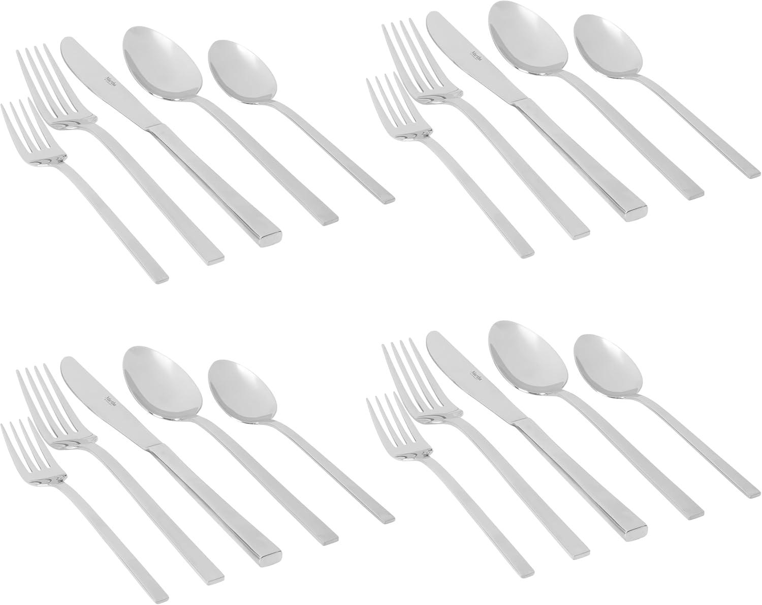 imageMartha Stewart Watercliffe 16 pc Flatware Set Stainless Steel wABS Handle Warm GreySouthland Mirror Polish