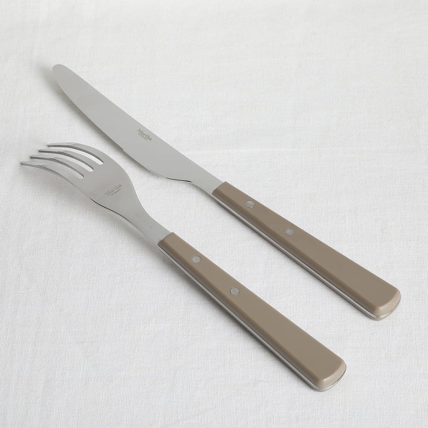 imageMartha Stewart Watercliffe 16 pc Flatware Set Stainless Steel wABS Handle Warm GreyWatercliffe Warm Grey