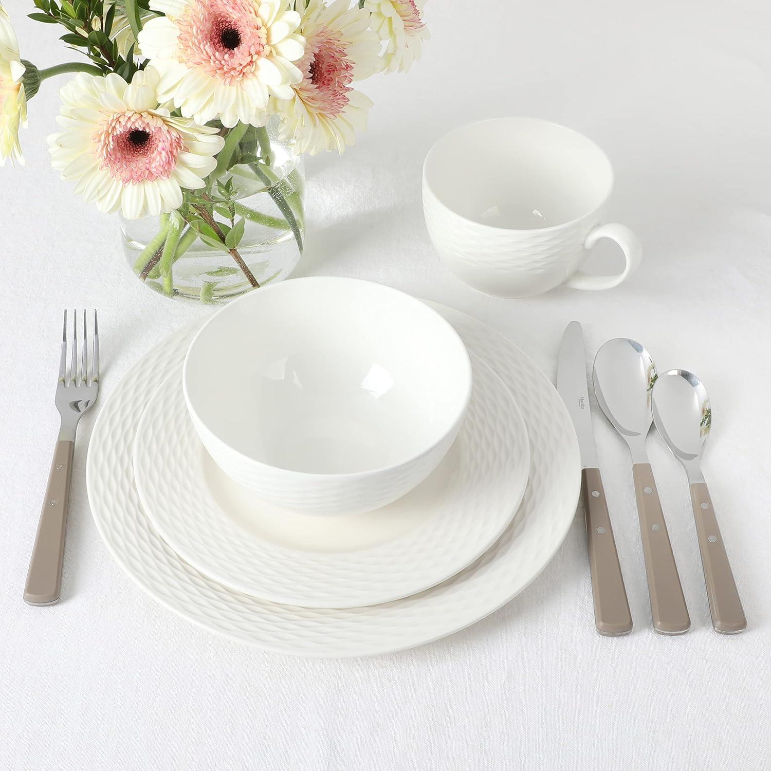 imageMartha Stewart Watercliffe 16 pc Flatware Set Stainless Steel wABS Handle Warm GreyWatercliffe Warm Grey