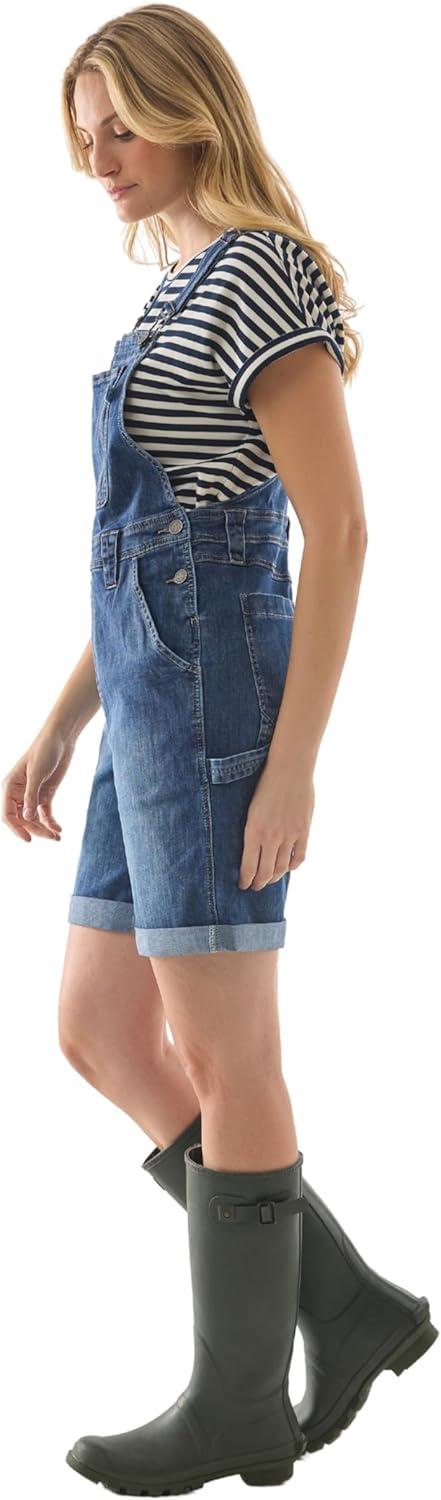 imageMartha Stewart Womens Garden Shortall Stretchy Denim Bib Shorts Casual Summer Romper Utility DungareesVintage Wash
