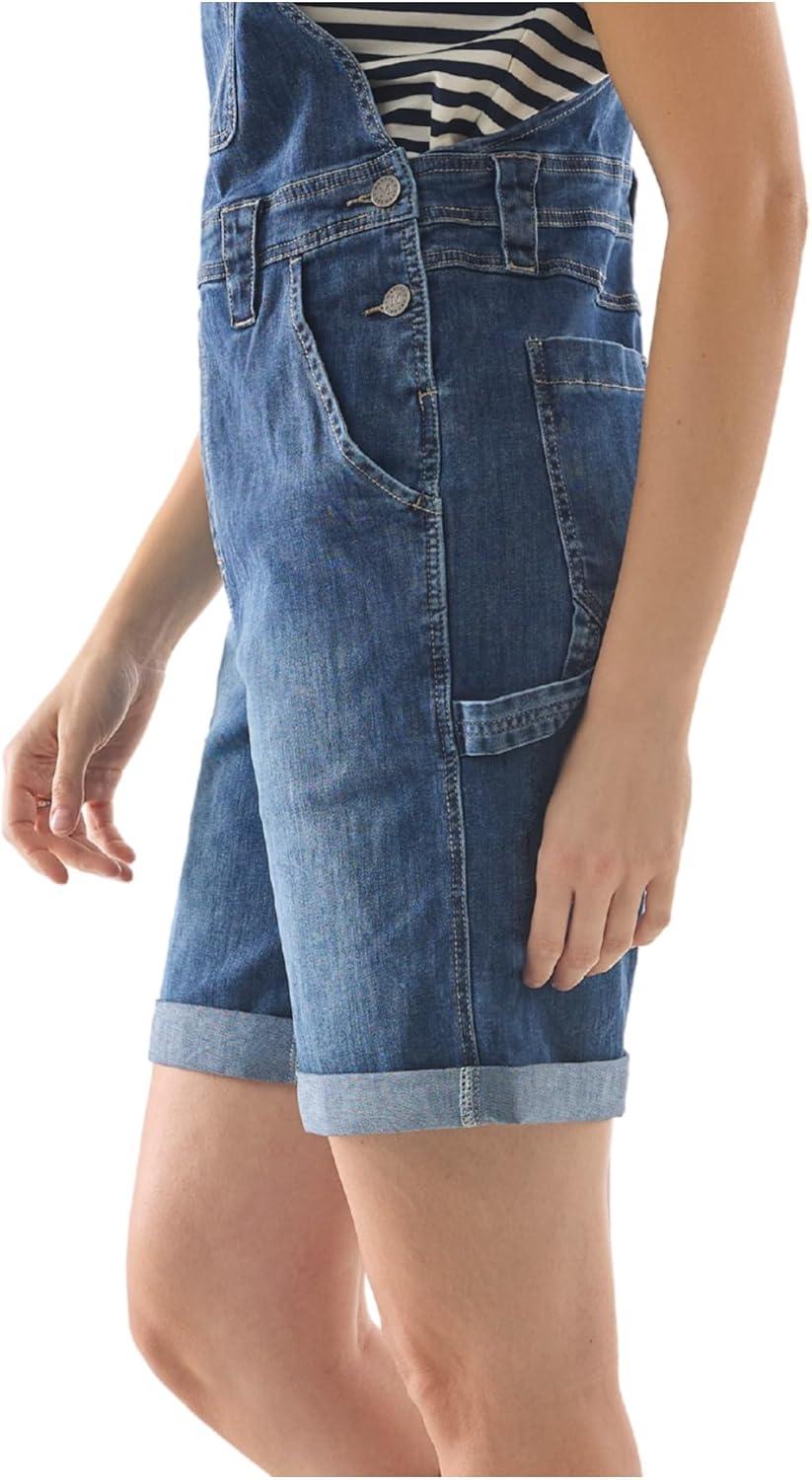 imageMartha Stewart Womens Garden Shortall Stretchy Denim Bib Shorts Casual Summer Romper Utility DungareesVintage Wash