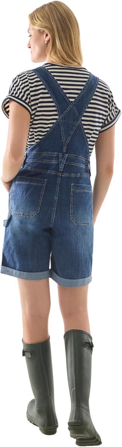 imageMartha Stewart Womens Garden Shortall Stretchy Denim Bib Shorts Casual Summer Romper Utility DungareesVintage Wash
