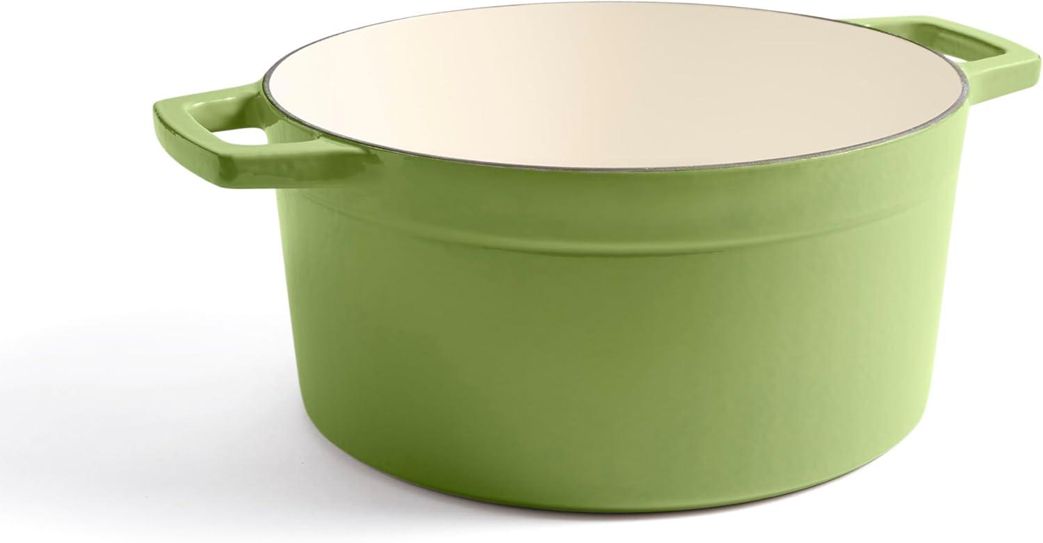 imageMartha by Martha Stewart 5 QT European Enameled Cast Iron Dutch Oven wLid CobblestoneBay Leaf