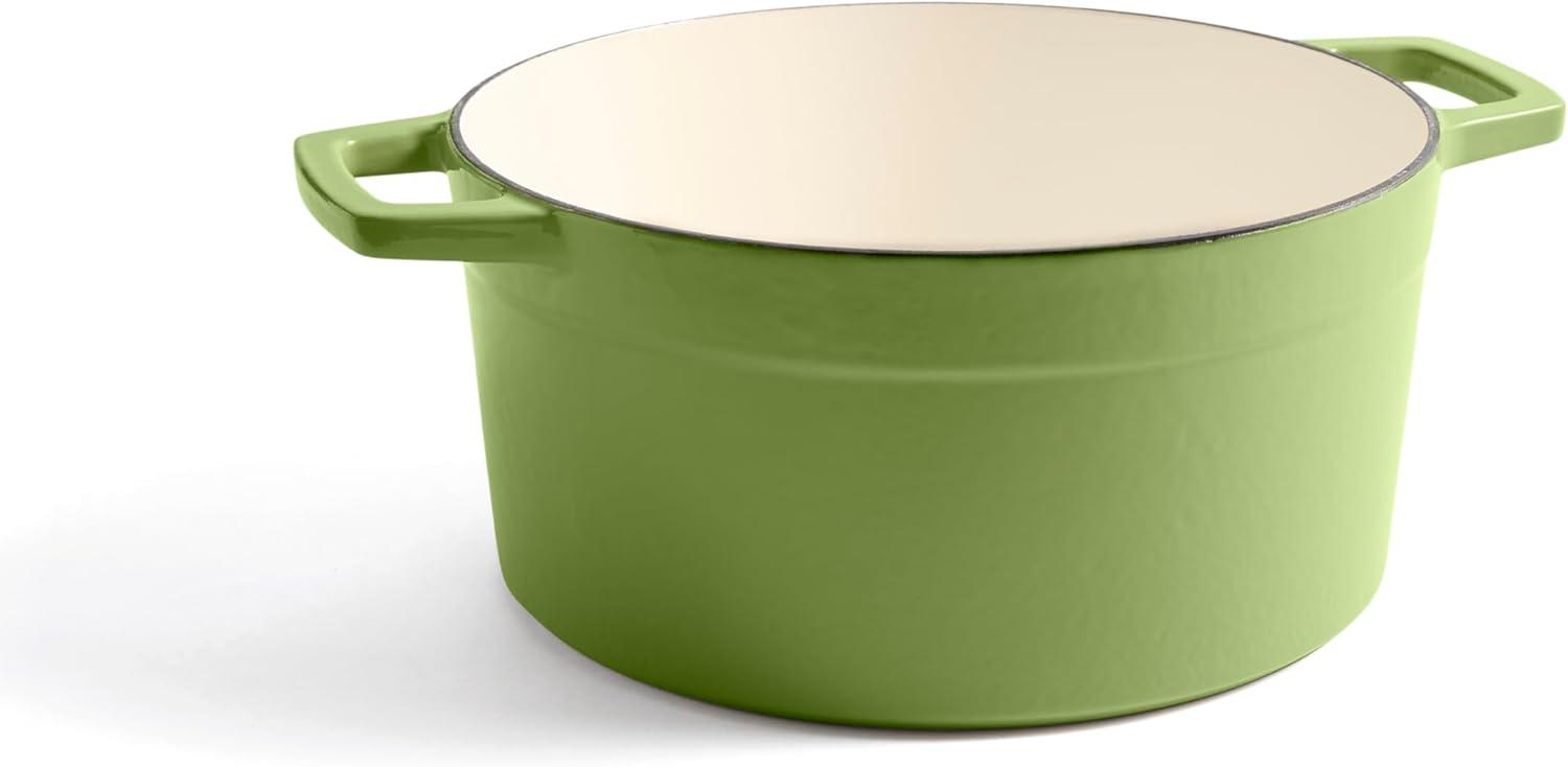 imageMartha by Martha Stewart 5 QT European Enameled Cast Iron Dutch Oven wLid CobblestoneBay Leaf