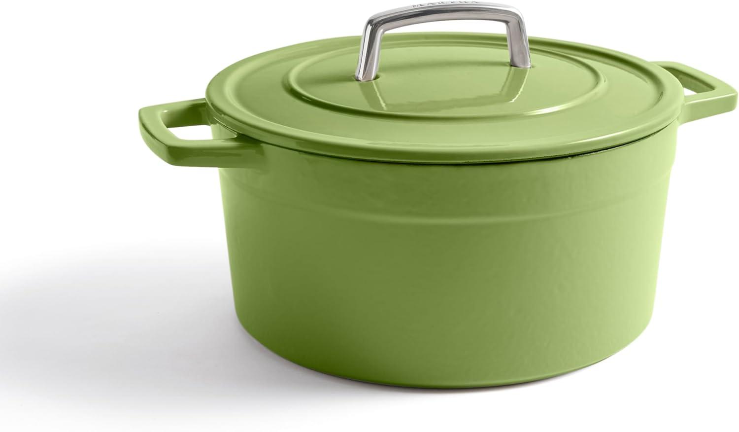 imageMartha by Martha Stewart 5 QT European Enameled Cast Iron Dutch Oven wLid CobblestoneBay Leaf
