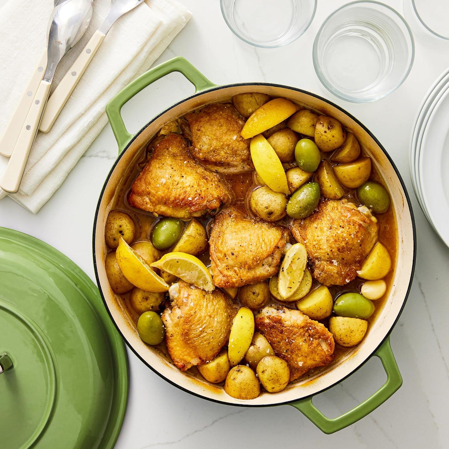 imageMartha by Martha Stewart 5 QT European Enameled Cast Iron Dutch Oven wLid CobblestoneBay Leaf