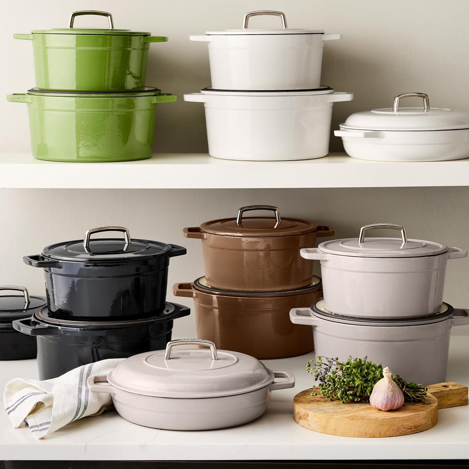 imageMartha by Martha Stewart 5 QT European Enameled Cast Iron Dutch Oven wLid CobblestoneBay Leaf