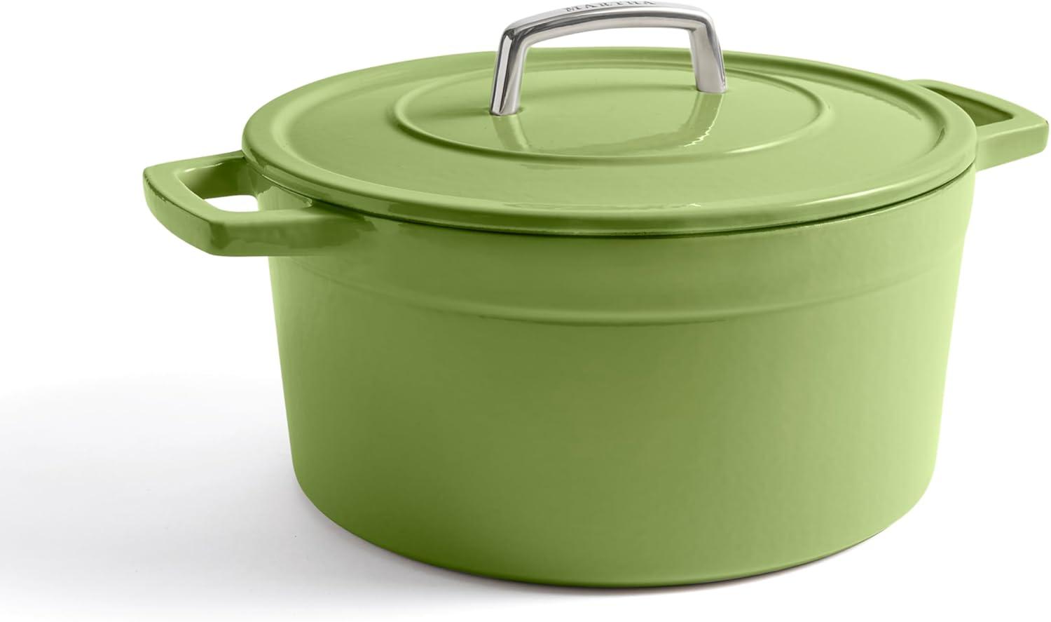 imageMartha by Martha Stewart 5 QT European Enameled Cast Iron Dutch Oven wLid CobblestoneBay Leaf