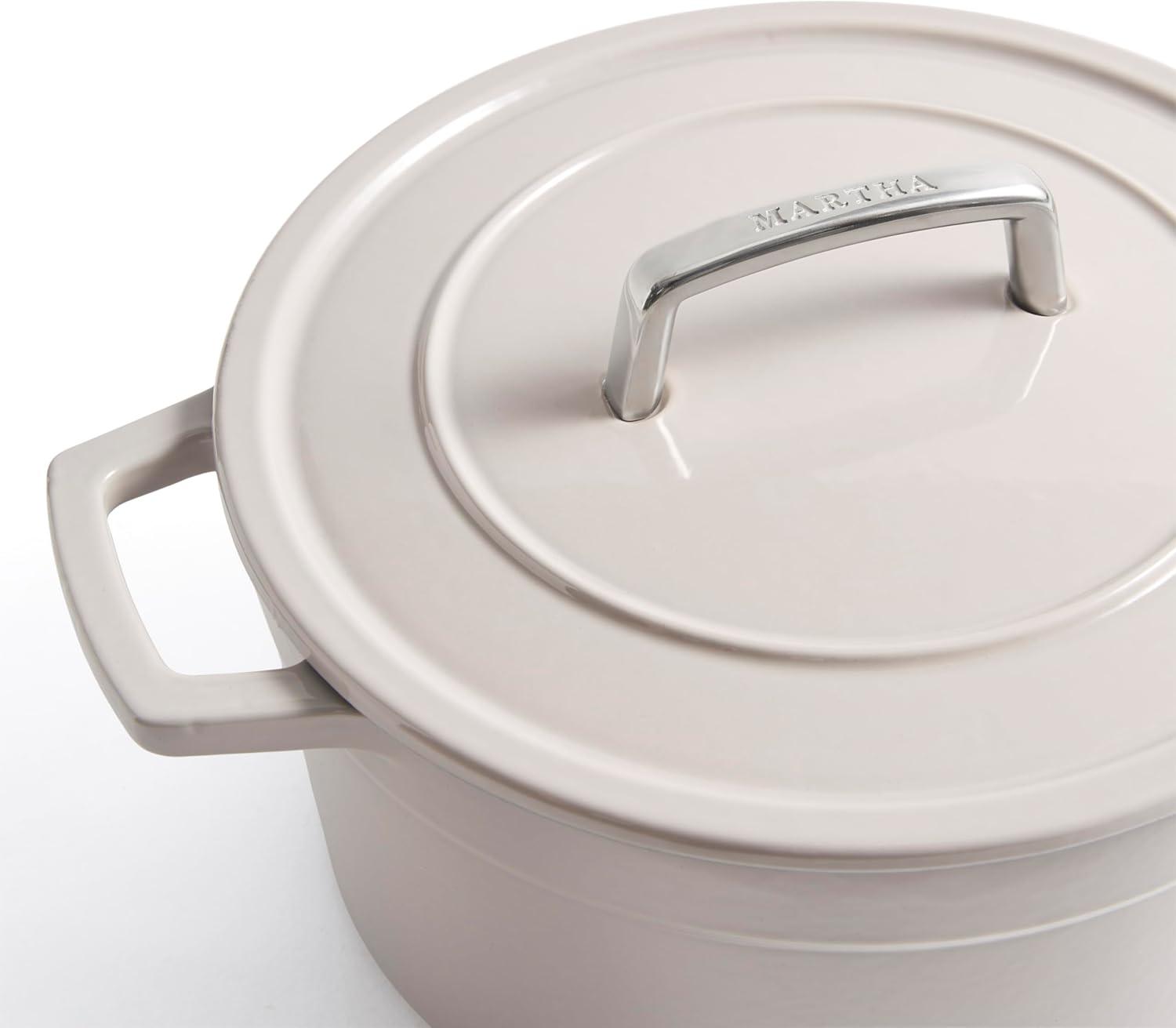 imageMartha by Martha Stewart 5 QT European Enameled Cast Iron Dutch Oven wLid CobblestoneCobblestone