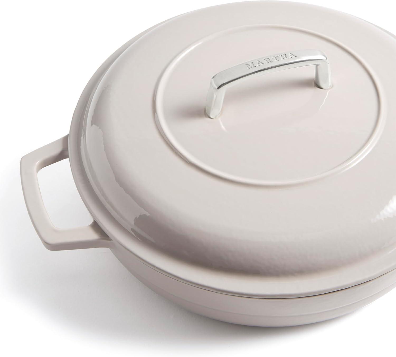 imageMartha by Martha Stewart 5 QT European Enameled Cast Iron Dutch Oven wLid CobblestoneCobblestone