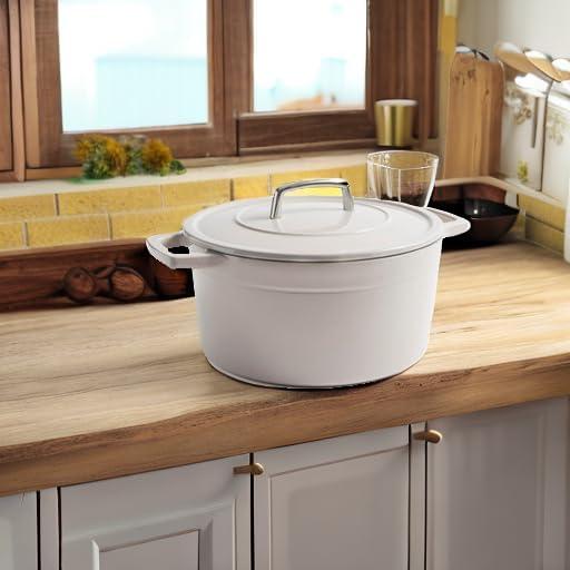 imageMartha by Martha Stewart 5 QT European Enameled Cast Iron Dutch Oven wLid CobblestoneCobblestone