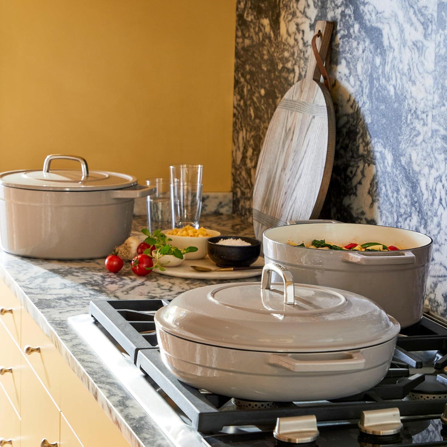 imageMartha by Martha Stewart 5 QT European Enameled Cast Iron Dutch Oven wLid CobblestoneCobblestone