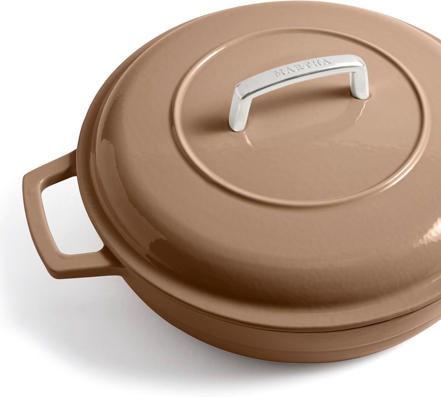 imageMartha by Martha Stewart 5 QT European Enameled Cast Iron Dutch Oven wLid CobblestoneGanache