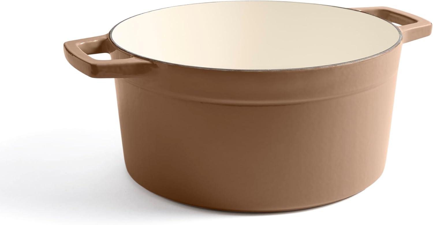 imageMartha by Martha Stewart 5 QT European Enameled Cast Iron Dutch Oven wLid CobblestoneGanache