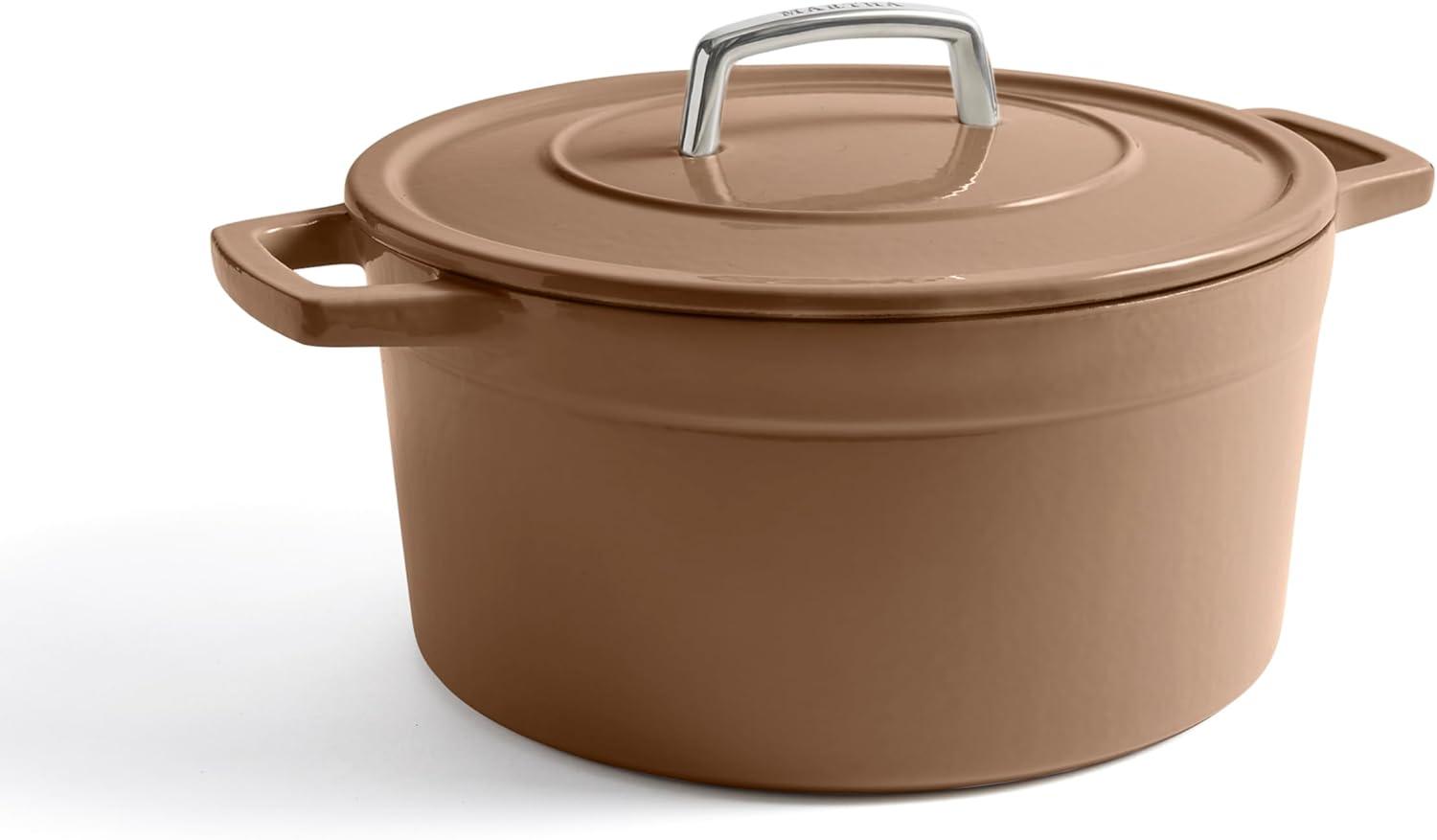 imageMartha by Martha Stewart 5 QT European Enameled Cast Iron Dutch Oven wLid CobblestoneGanache