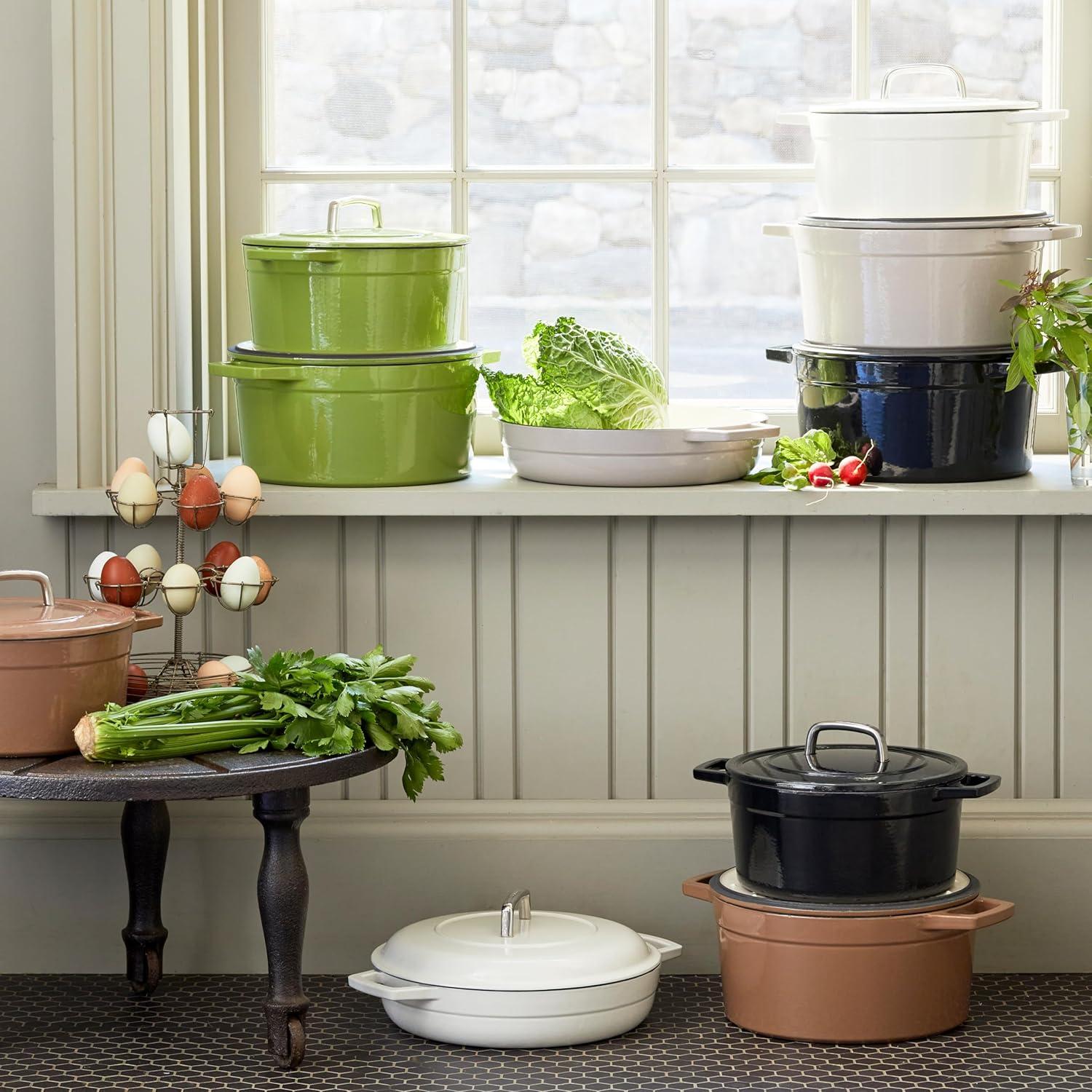 imageMartha by Martha Stewart 5 QT European Enameled Cast Iron Dutch Oven wLid CobblestoneGanache