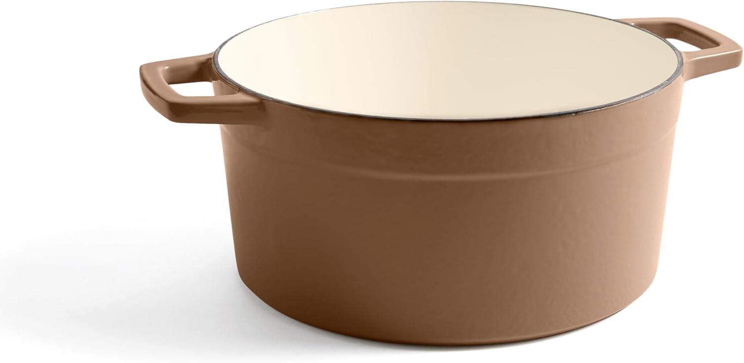 imageMartha by Martha Stewart 5 QT European Enameled Cast Iron Dutch Oven wLid CobblestoneGanache