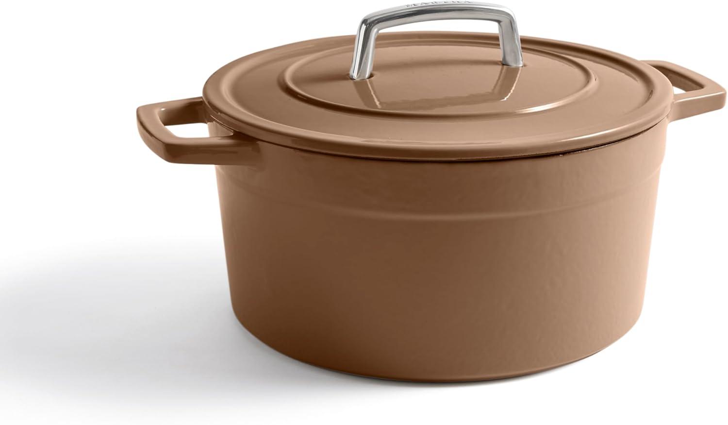 imageMartha by Martha Stewart 5 QT European Enameled Cast Iron Dutch Oven wLid CobblestoneGanache
