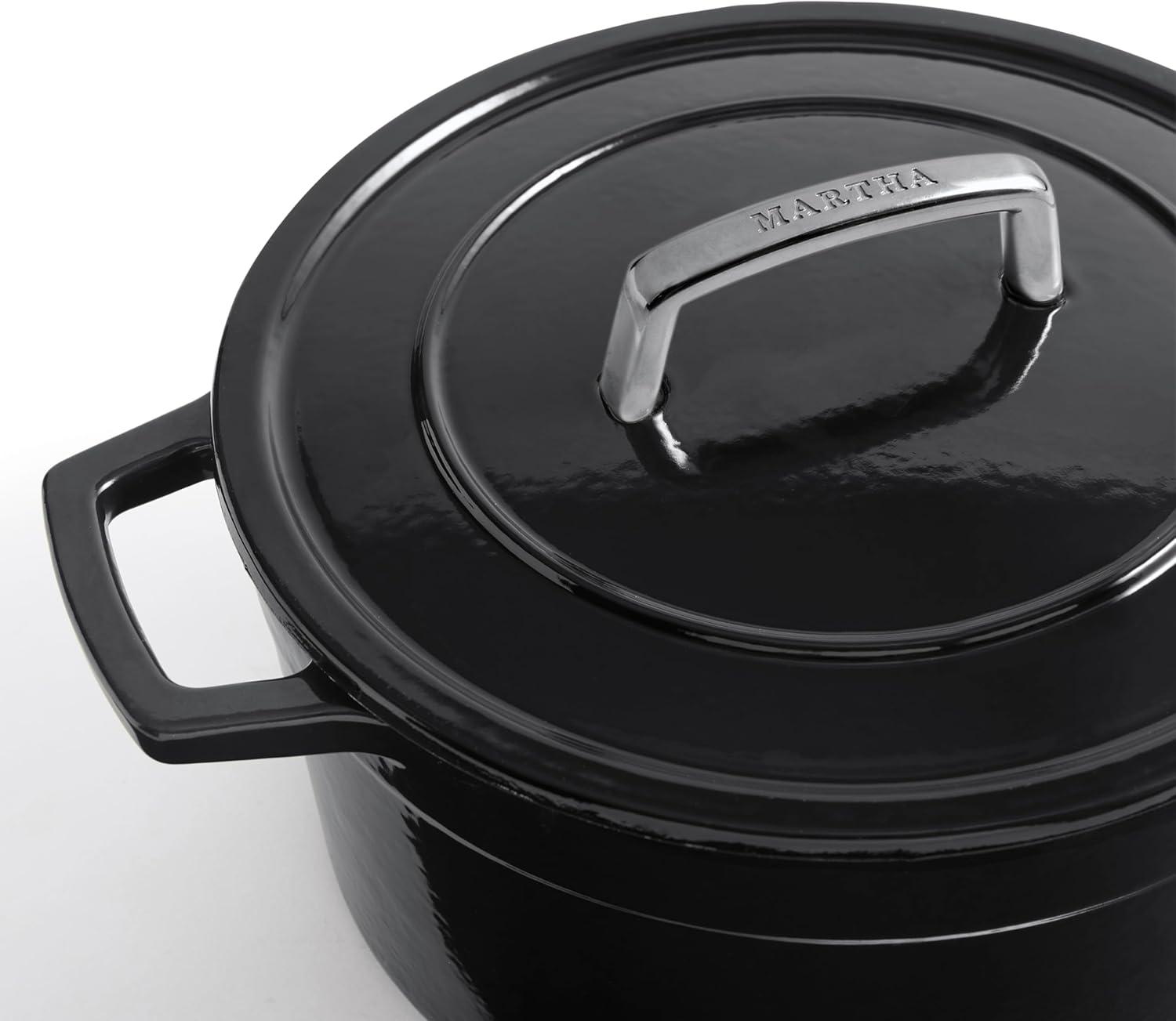 imageMartha by Martha Stewart 5 QT European Enameled Cast Iron Dutch Oven wLid CobblestoneObsidian