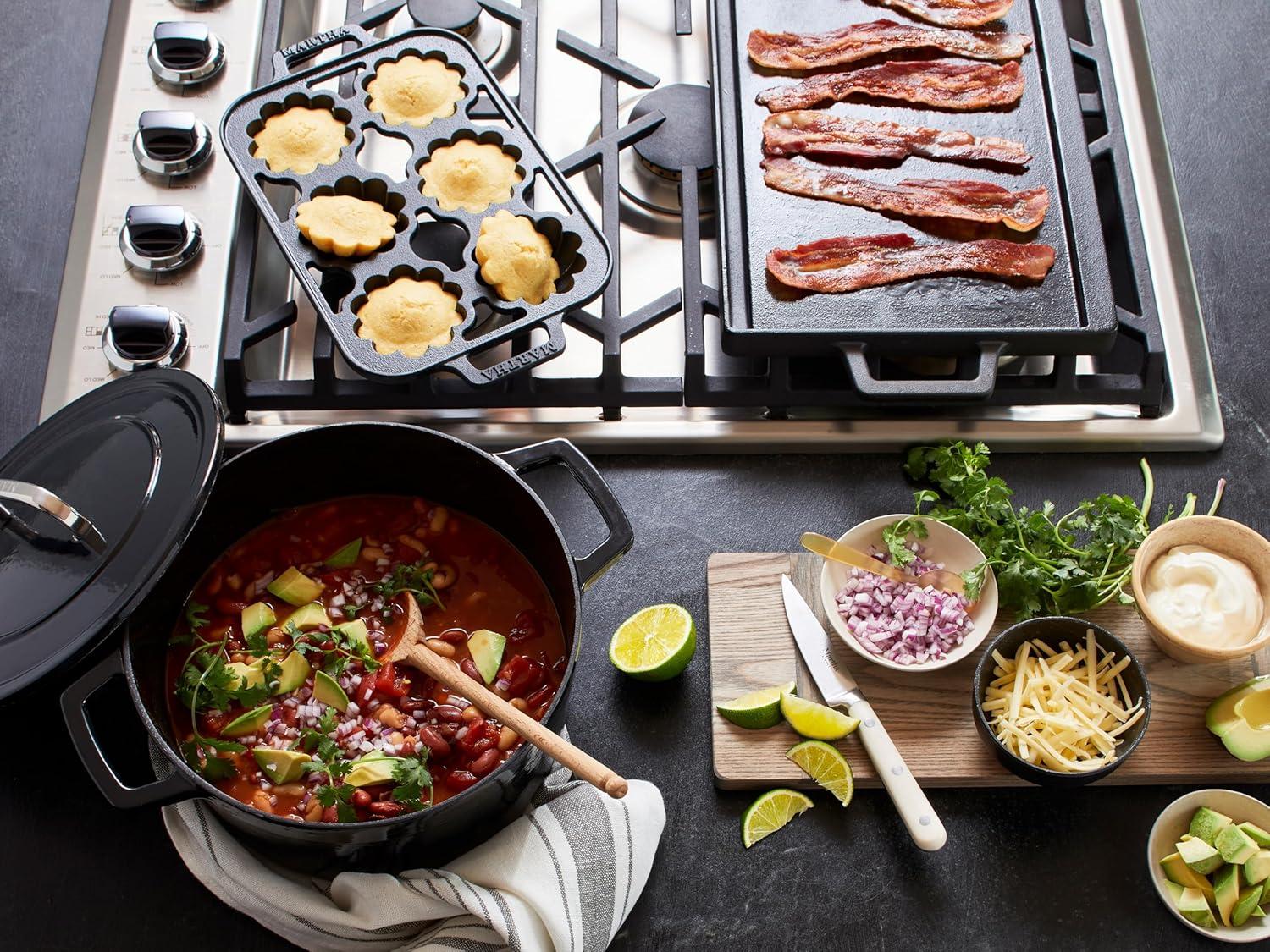 imageMartha by Martha Stewart 5 QT European Enameled Cast Iron Dutch Oven wLid CobblestoneObsidian