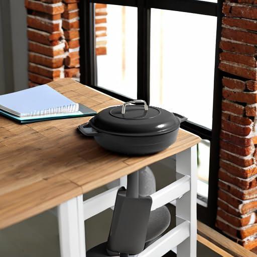 imageMartha by Martha Stewart 5 QT European Enameled Cast Iron Dutch Oven wLid CobblestoneObsidian