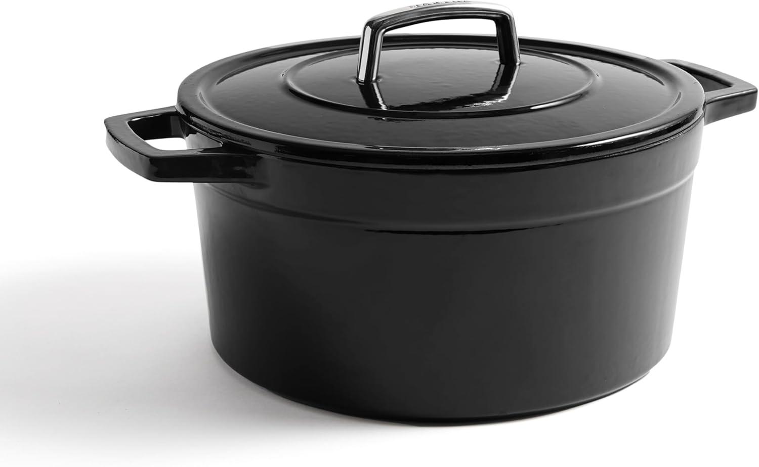 imageMartha by Martha Stewart 5 QT European Enameled Cast Iron Dutch Oven wLid CobblestoneObsidian
